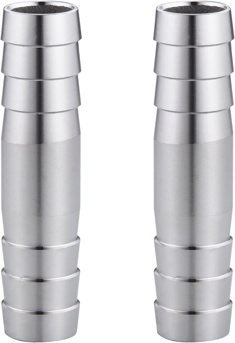 CbeeSo 304 Stainless Steel 5/16" Hose Barb to 5/16" Hose Barb Splicer Mender Round Union Coupler Fitting for Water/Fuel/Air (Pack of 2) - Image 1
